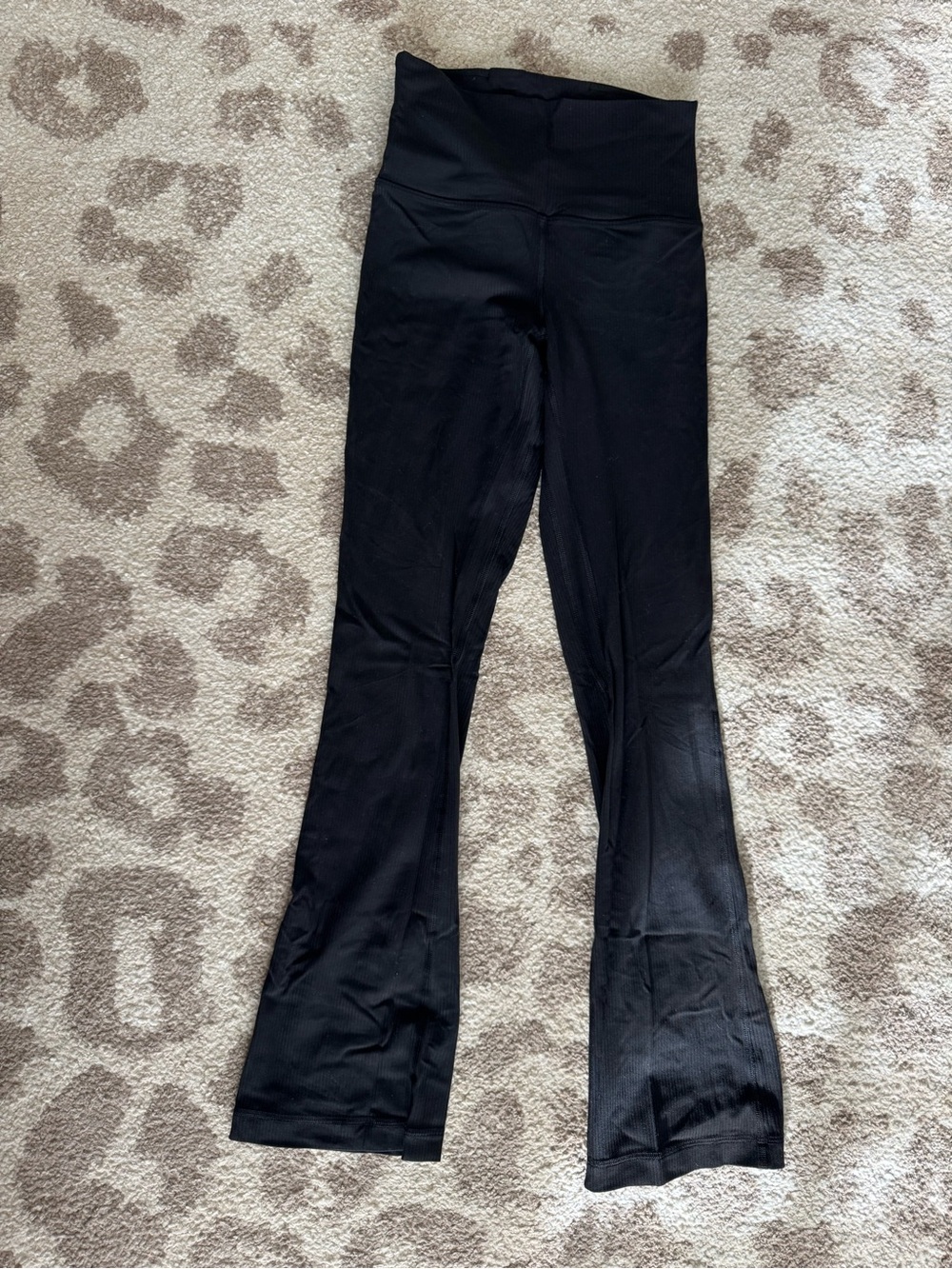 Lululemon High-Waist Black Ribbed Flared Yoga Pants